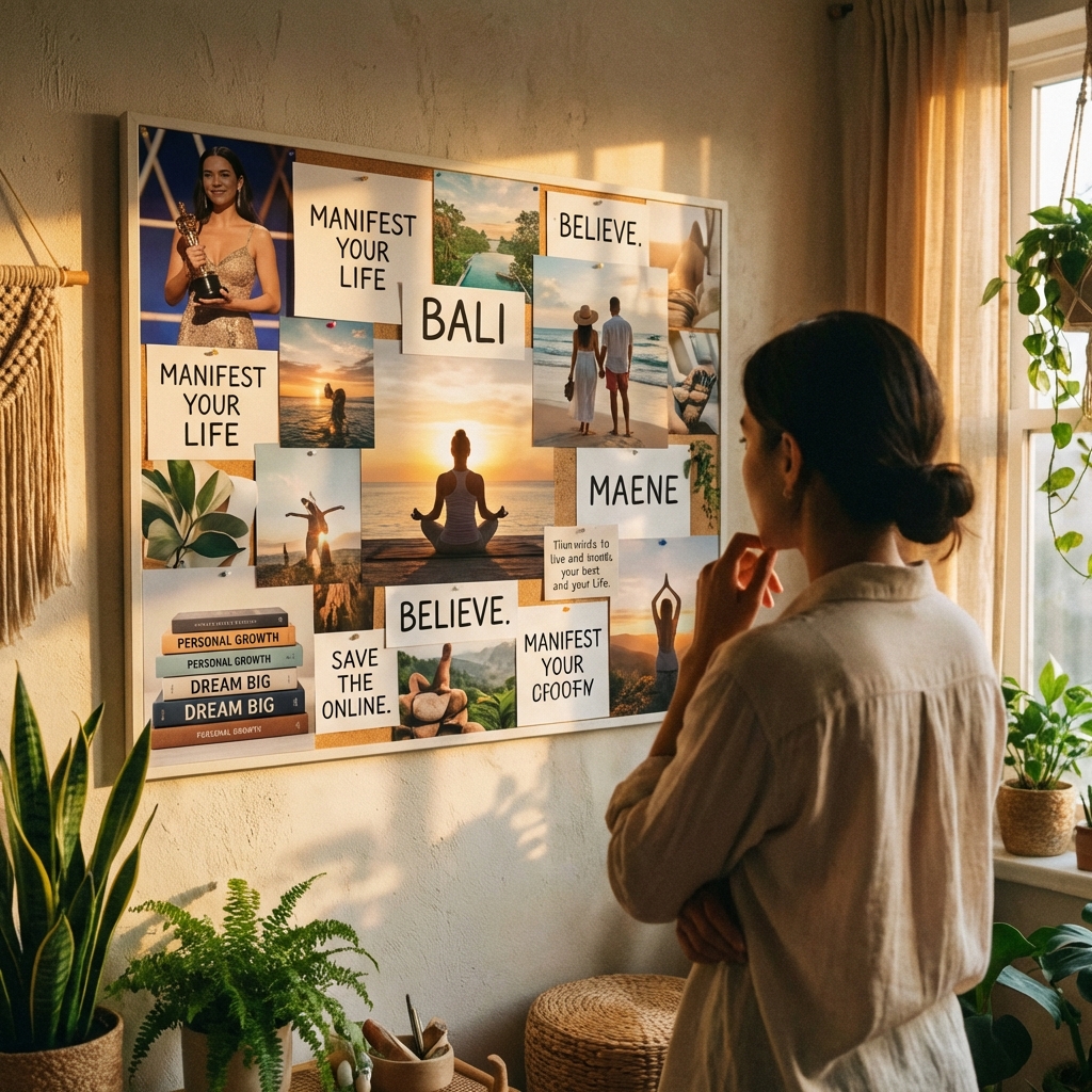 Beautiful vision board example with goals and aspirations