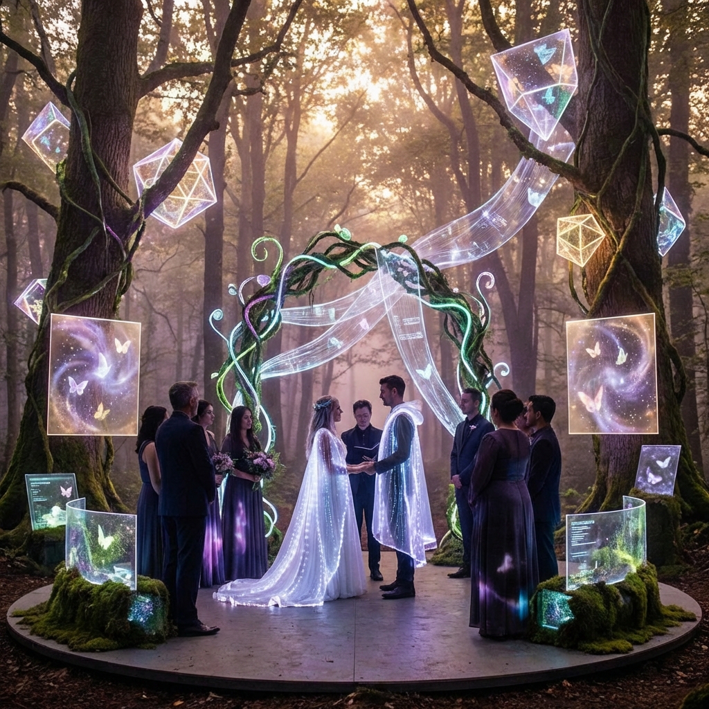 Future wedding concept with ethereal lighting