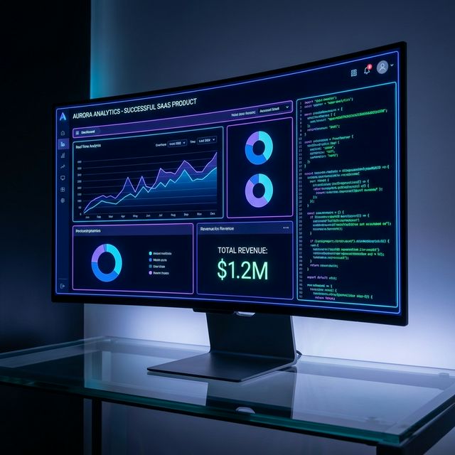 A beautiful, high-tech dashboard interface on a glowing screen